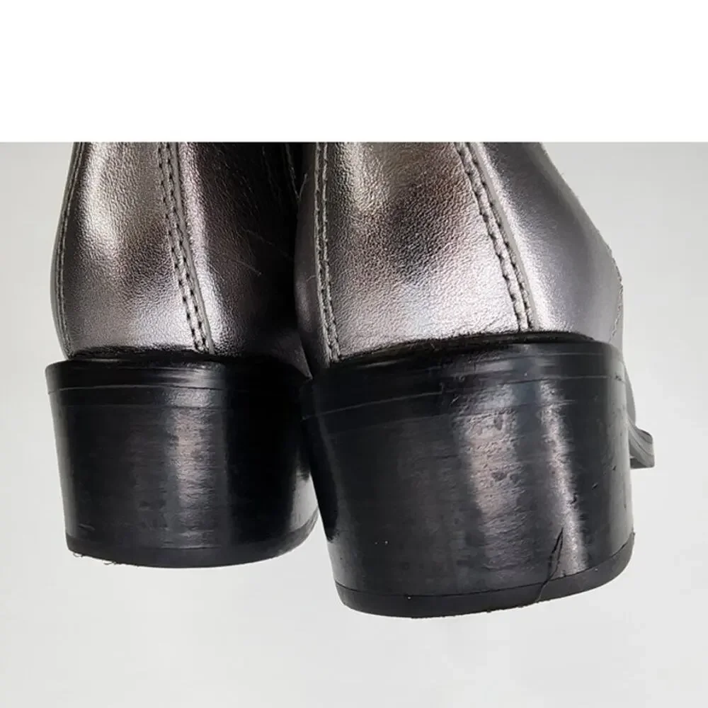 Coach‎ Bowery Chelsea Boot Silver Metallic Leather Comfort Ankle Size 7